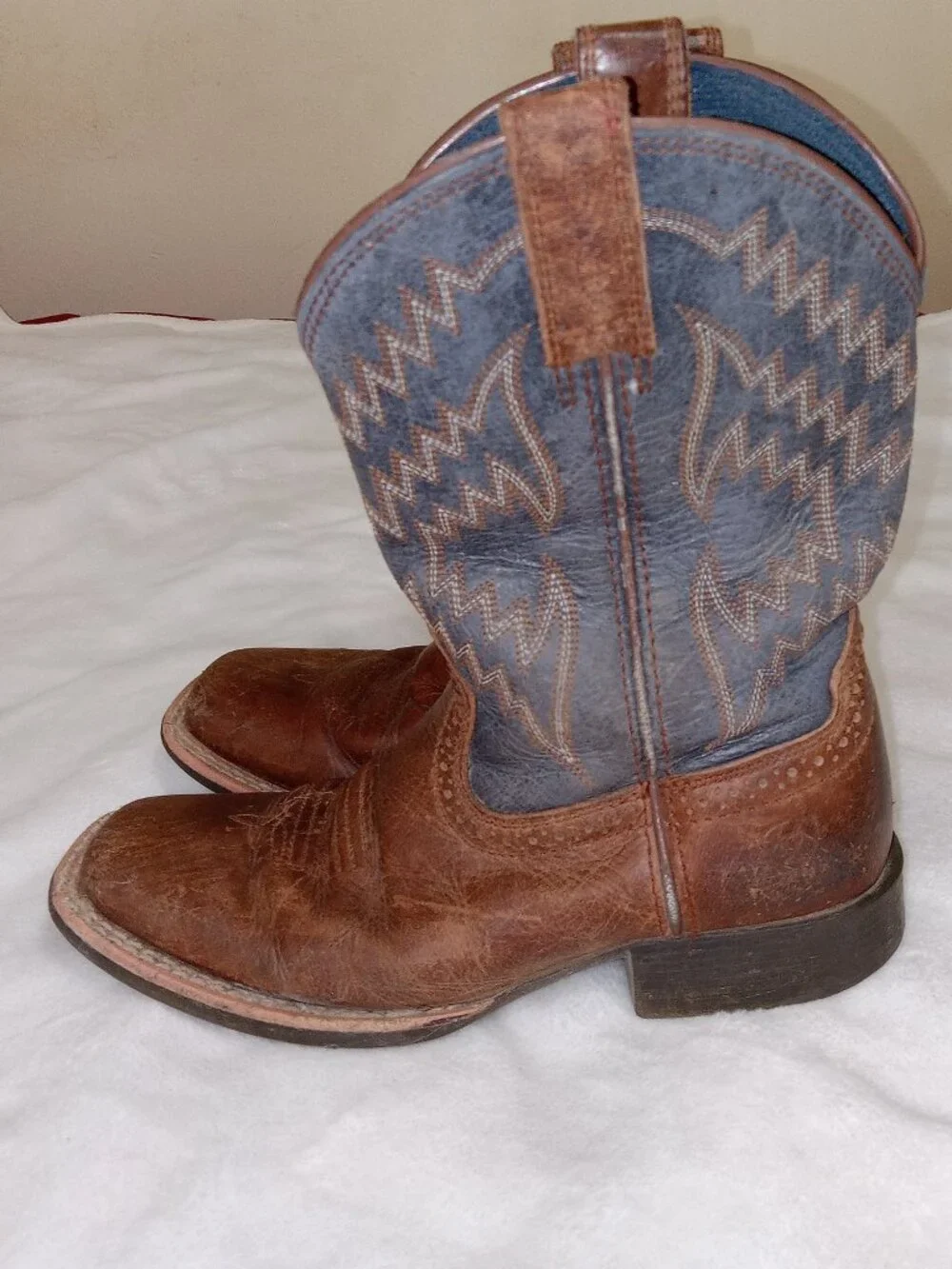 Ariat Youth Boys Tycoon Western Cowboy Boots Brown Blue 13.5 10021591